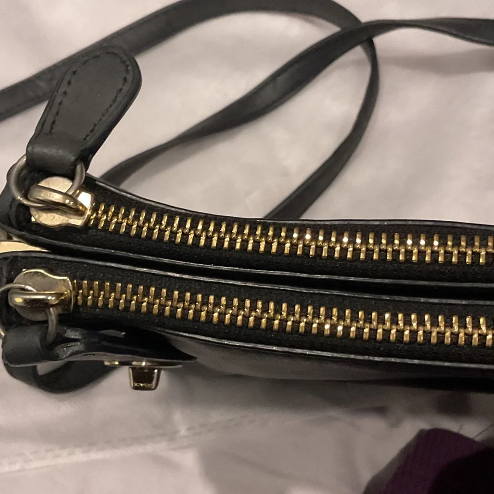 Coach Black Leather Crossbody Bag with Gold Accents
